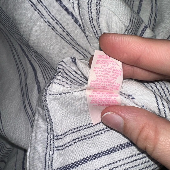 Victoria Secret Angel White Blue Striped Flax Cotton Straight Leg Pants Sz 4 - Picture 10 of 12